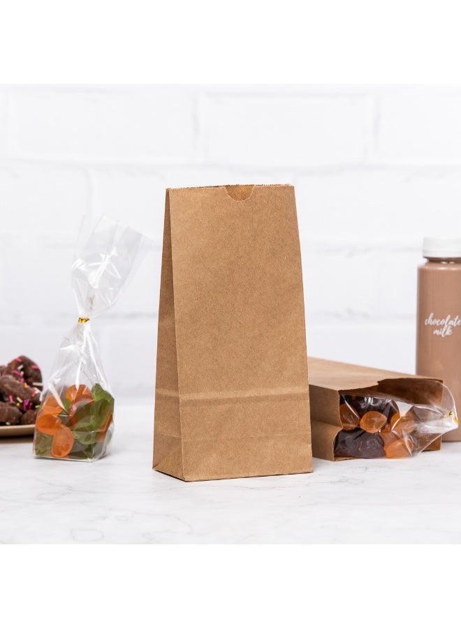 Restaurantware Bag Tek 2 LB Disposable Lunch Bags, 100 Sturdy Take Out Bags - Flat Bottom, Great For Restaurants, Cafes, And Bakeries, Brown Kraft Popcorn Bags,  - Image 2