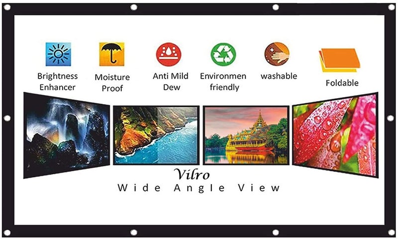 Vilro شاشة بروجيكتور قابلة للطي 9 قدم × 5 قدم بنسبة عرض إلى ارتفاع 16:9 120 بوصة قطري تدعم تقنية UHD-3D-4K نوع عيون عالمية مضادة للتجاعيد (عرض 274 سم × ارتفاع 152 سم) بيضاء#5 - Image 2