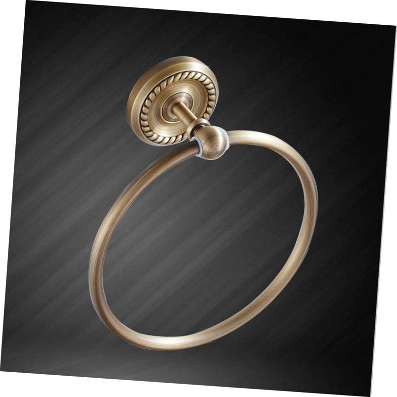 Brass Wall Mounted Towel Ring Antique Brushed Design Bathroom Towel Holder Retro Style - Image 3