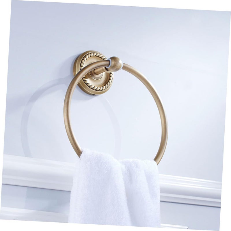 Brass Wall Mounted Towel Ring Antique Brushed Design Bathroom Towel Holder Retro Style - Image 4