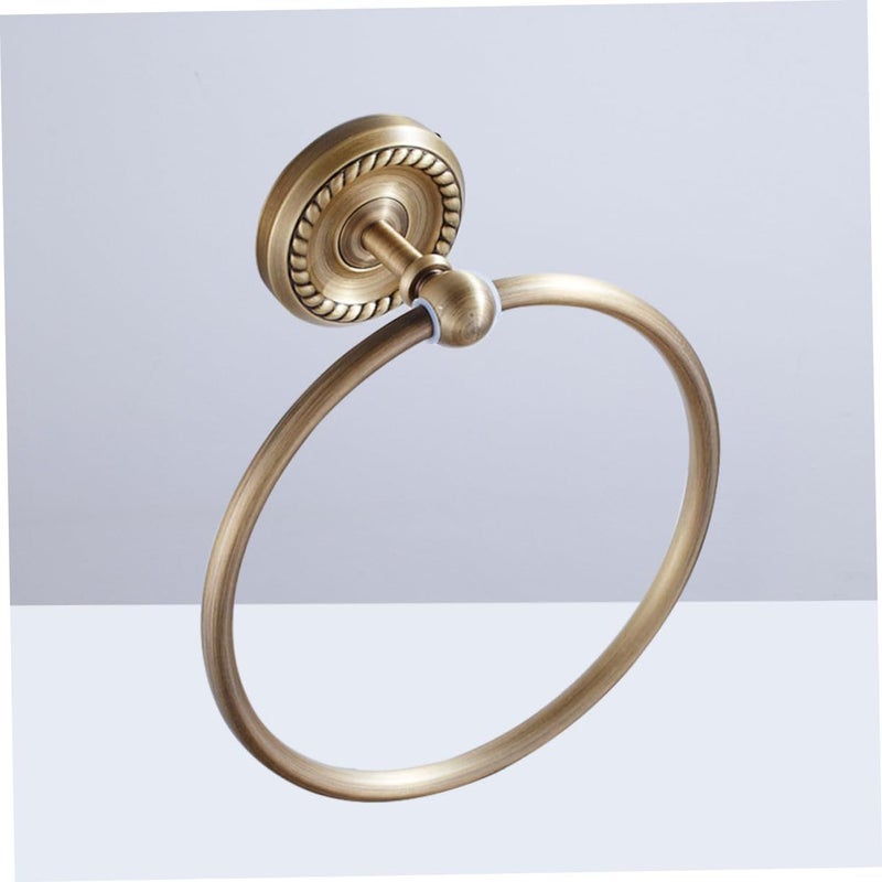 Brass Wall Mounted Towel Ring Antique Brushed Design Bathroom Towel Holder Retro Style - Image 5