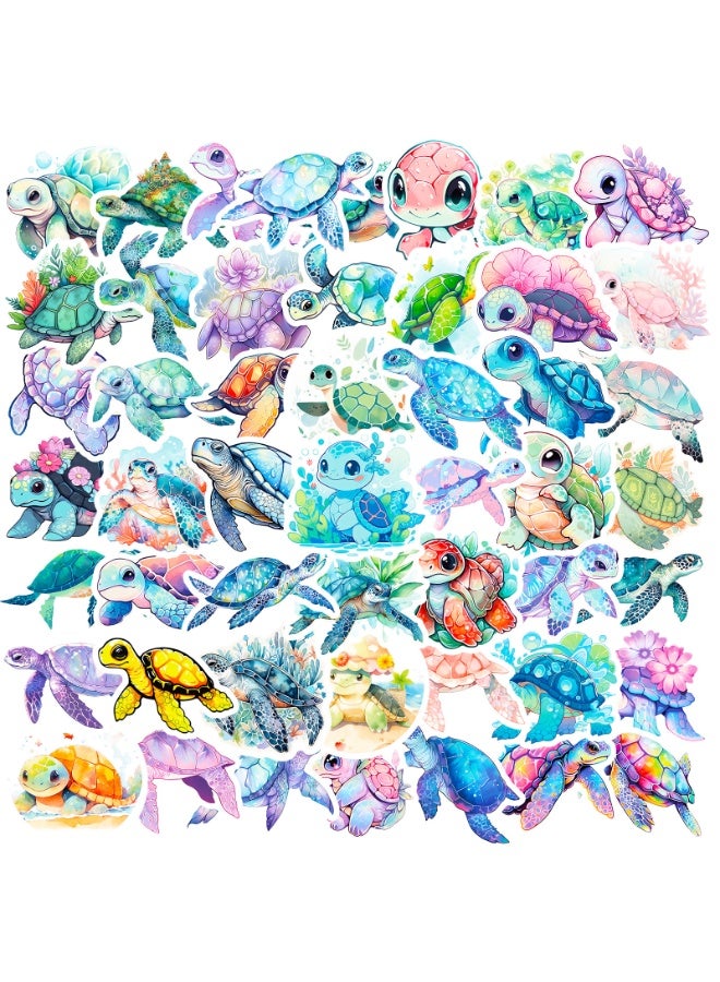 NIBEMINENT 50 Pcs Blue Ocean Turtle Deco Kit Waterproof Stickers, High Definition Printing Bright Colors, Suitable for Laptop Skateboard Luggage Water Bottle Guitar DIY - Image 2