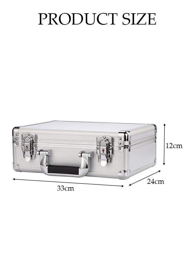DUNISO Aluminum Alloy Tool Storage Box with Key Lock,File Organizer Storage Box,Storage Lock Box,Suitable for Storing Cash, Documents, Tools, Medicines, or Caluable Items，Silver - Image 2