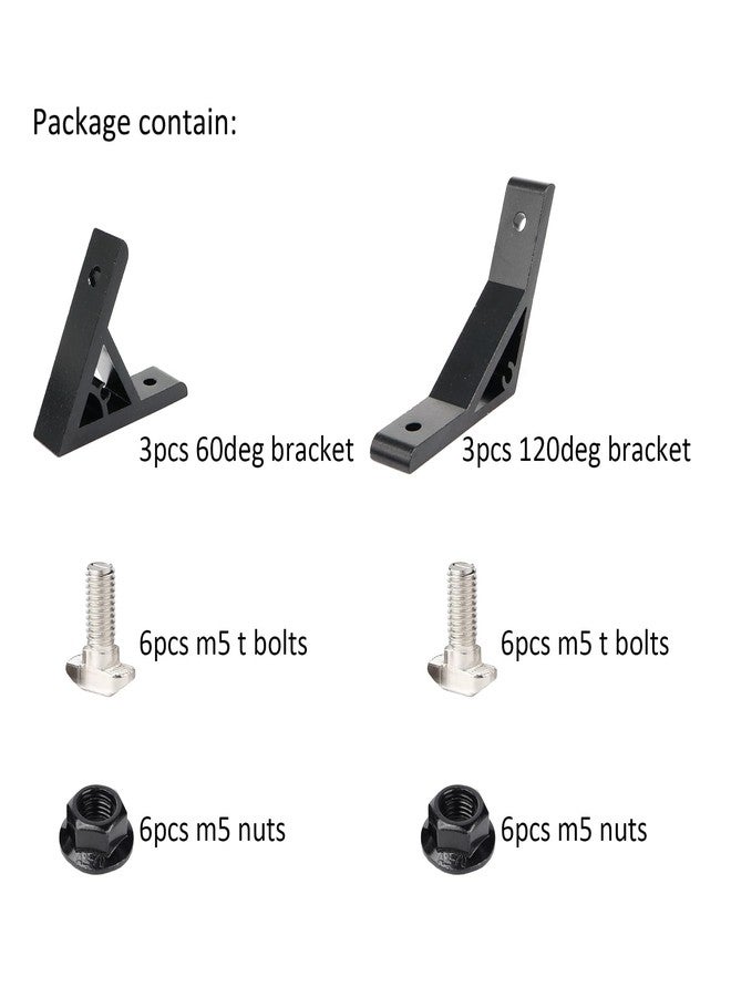 BLCCLOY 3Pcs 60deg, 3Pcs 120deg 2020 Angle Bracket 20 Series Aluminum Extrusion 60 Degree Joint Connector Brace for Slot 60° Corner Joiner 120deg 20/20 Extruded Aluminium Profile - Image 2