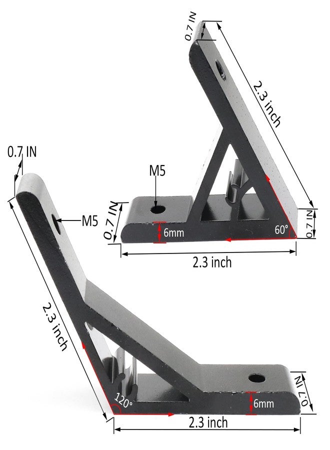 BLCCLOY 3Pcs 60deg, 3Pcs 120deg 2020 Angle Bracket 20 Series Aluminum Extrusion 60 Degree Joint Connector Brace for Slot 60° Corner Joiner 120deg 20/20 Extruded Aluminium Profile - Image 3