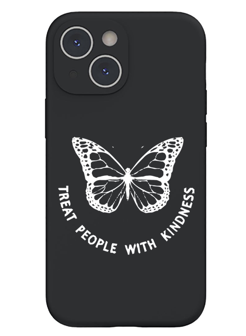 Protective Slim Fit Case Liquid Silicone Cover with Full Body Protection Anti-Scratch Shockproof Case For iPhone 15 Black  - Virgo-01