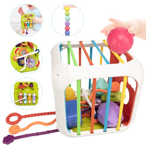 Aprilwolf Montessori Toys for Toddlers 7in1 Activity Cube Shape Sorter Toy Baby Developmental Learning Toys First Birthday Gifts - Image 1
