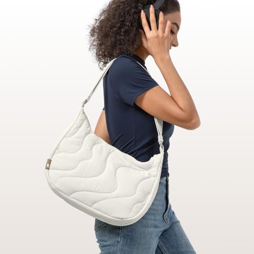 tomtoc 9L Puffer Sling Crossbody Bag for Women Trendy Nylon Quilted Crescent Shoulder Bag Purses for 11 iPad Air M4Pro M5 Nintendo Switch 2 Puffy Travel Hobo Handbag with Organized Inner Pockets - Image 3