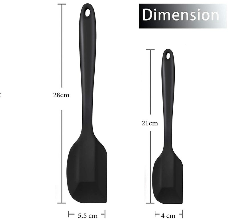 Baskety Silicone NonStick Heat Resistant Spatula Multi Purpose Tools for Kitchen Cooking Set of 2 Black Spatula Big 28cmSpatula Small 21cm - Image 2