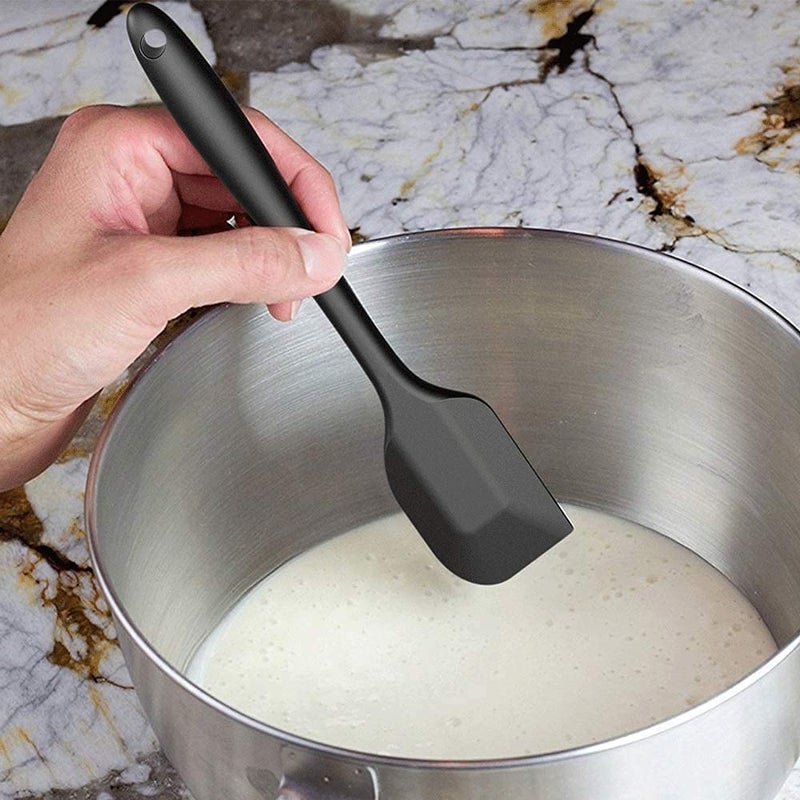 Baskety Silicone NonStick Heat Resistant Spatula Multi Purpose Tools for Kitchen Cooking Set of 2 Black Spatula Big 28cmSpatula Small 21cm - Image 4