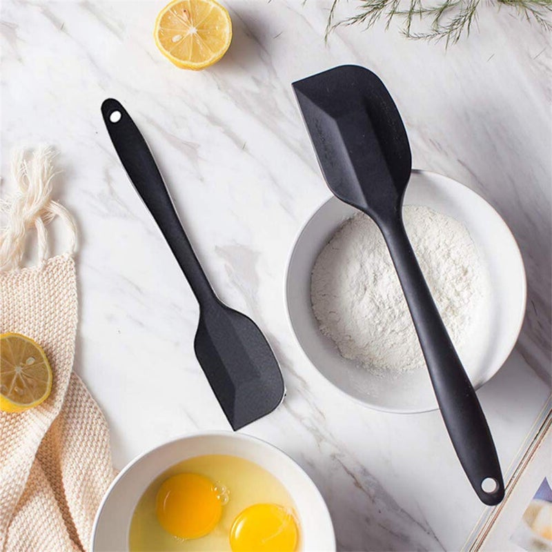 Baskety Silicone NonStick Heat Resistant Spatula Multi Purpose Tools for Kitchen Cooking Set of 2 Black Spatula Big 28cmSpatula Small 21cm - Image 5