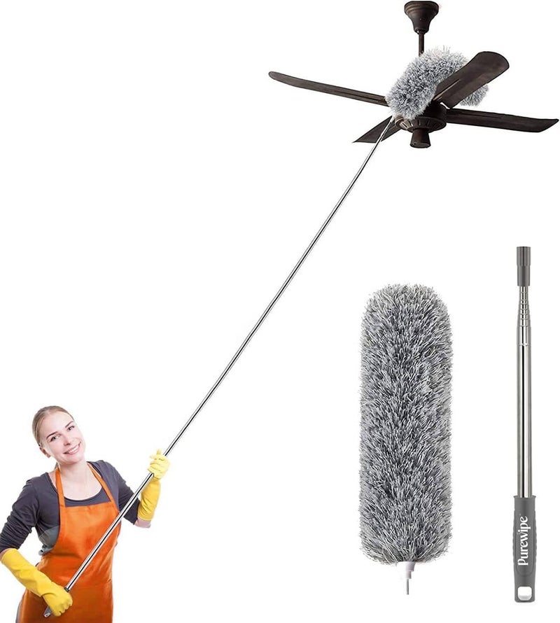 Ecogen Microfiber Feather Duster Bendable Extendable 100 inches Expandable Pole Fan Cleaning Duster with Duster for High Ceiling Fans