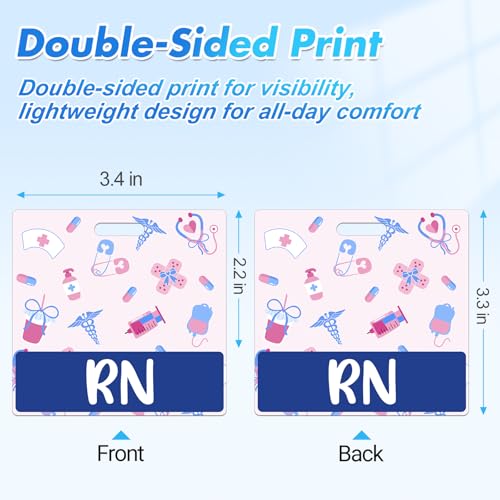 Besoar 3 Pack RN Badge Buddy Card Holder - Horizontal Registered Nurse Nursing Accessories Blue Pink Purple Red Black Colors ID Name Identification Tags with Print for Hospital Medical Work - Image 3