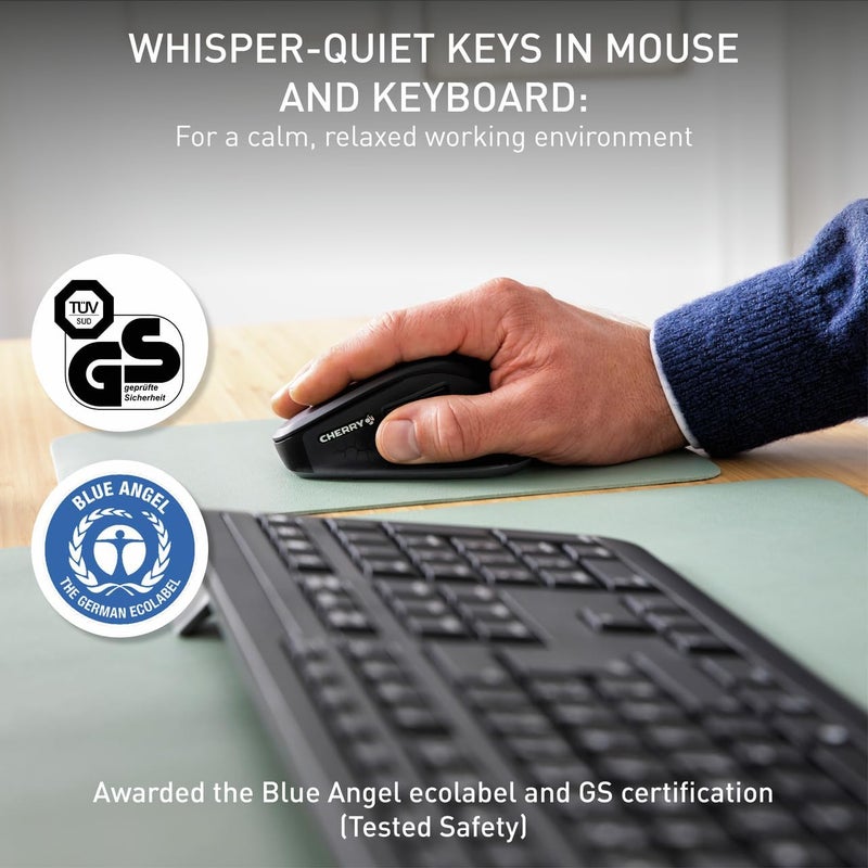 Cherry Stream Comfort Desktop Wireless Keyboard and Mouse | USB SX Scissors Mechanism | Whisper-Quiet Silent | Keystroke (Black, Desktop Combo) - Image 4
