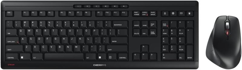 Cherry Stream Comfort Desktop Wireless Keyboard and Mouse | USB SX Scissors Mechanism | Whisper-Quiet Silent | Keystroke (Black, Desktop Combo) - Image 1