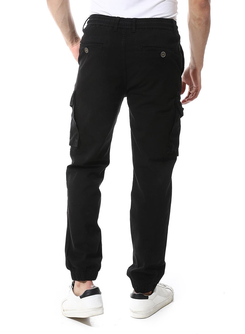 Andora Fly Zipper Button Cargo Pants_Black - Image 3
