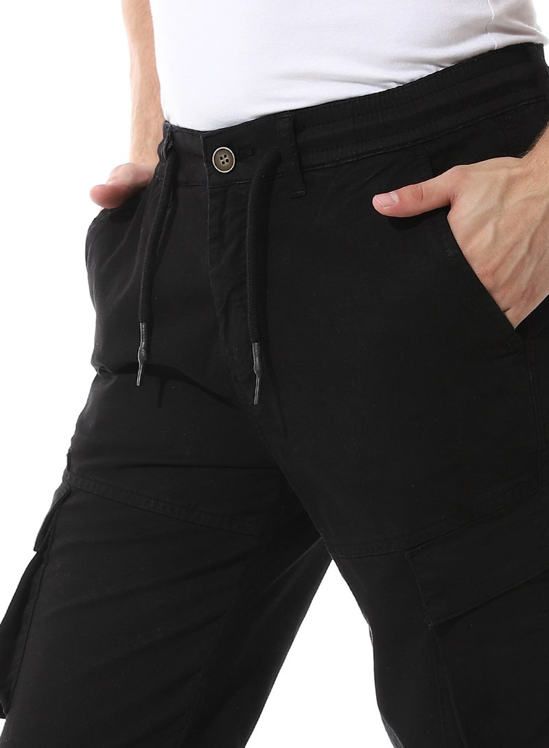 Andora Fly Zipper Button Cargo Pants_Black - Image 4