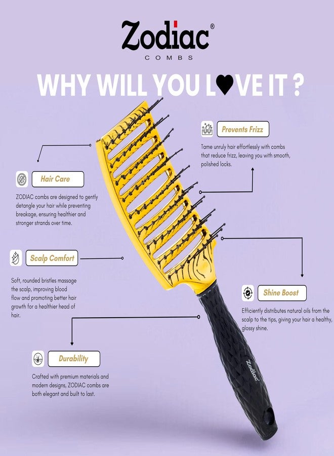 ZODIAC DIAMOND VENT HAIR BRUSH - CHROME GOLD - Image 2
