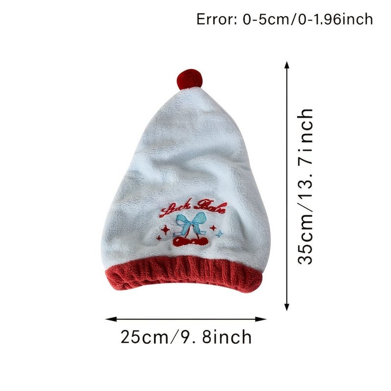 White Cherry Drying Cap Ultra Absorbent Quick Dry Hair Towel Home Use - Image 3
