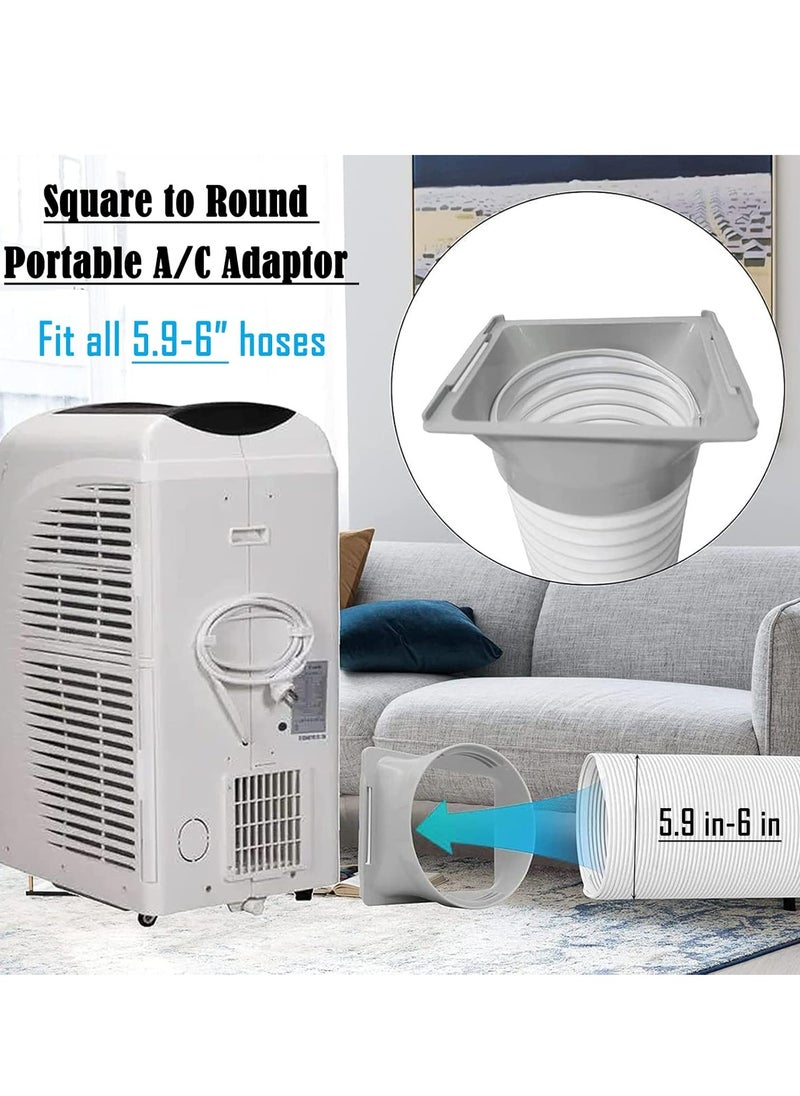 Oasisgalore Portable Air Conditioner Exhaust Hose Coupler, 5.9 inch / 6 inch Coupling, Square to Round Portable AC Adapter  - Image 2