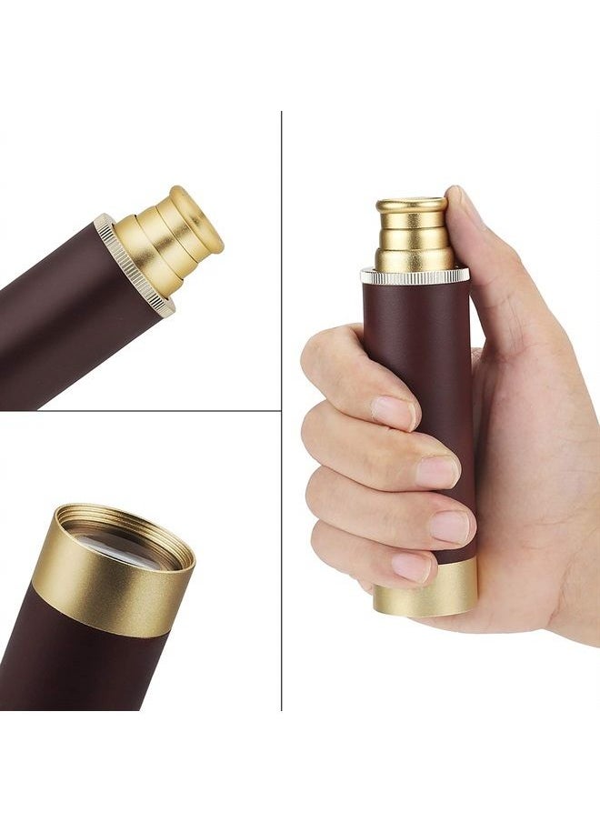 DANGSHAN Telescope Brass Spyglass Pirate Monocular, Waterproof Pocket Mini Telescope Monocular, 25x30 Zoomable Collapsible Vintage Monocular for Navigation Voyage View Watching Games Travel Hiking Hunting 