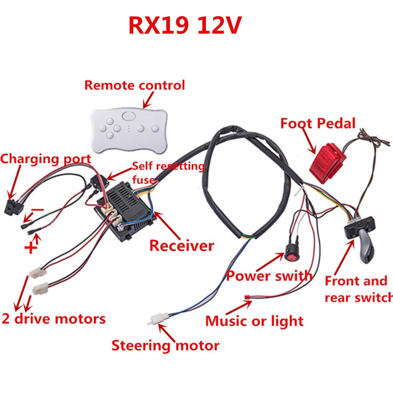 weelye Kids Electric Cars 12V Wiring Harness Remote Control Circuit Borad Switch Children Electric Ride On Car Accessories - Image 3