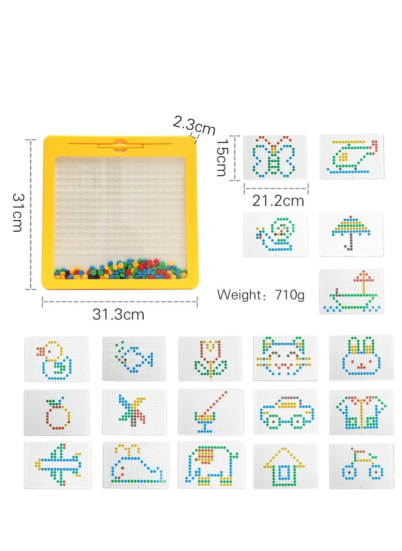XiuWoo - Magnetic drawing board, large doodle board with magnetic pen and beads, magnetic dot art, Montessori educational preschool toy - Image 1