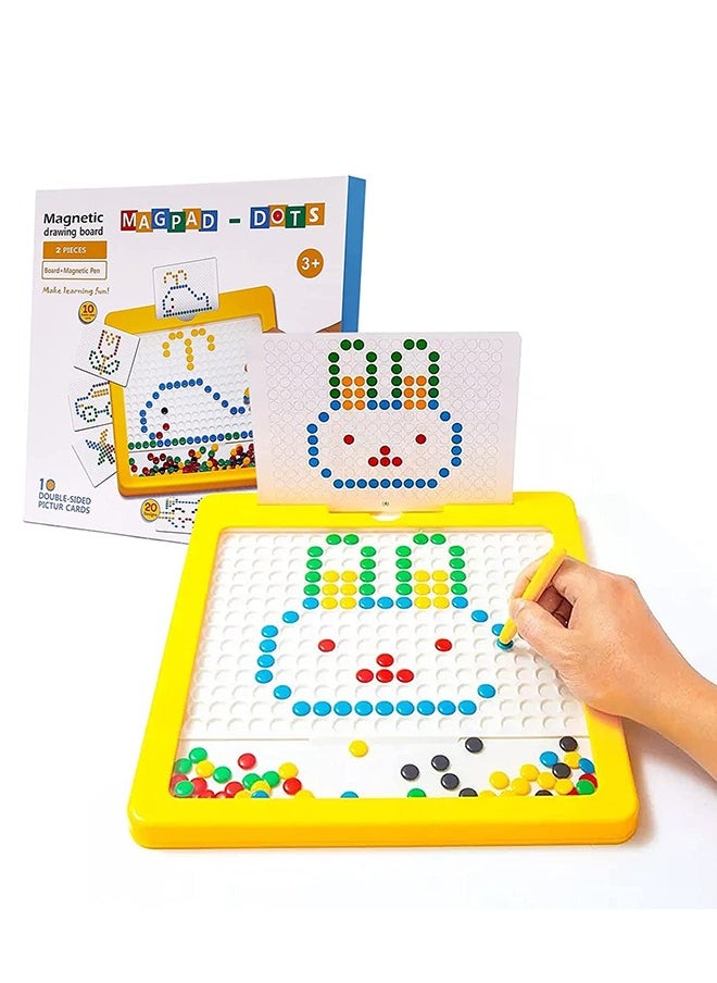 XiuWoo - Magnetic drawing board, large doodle board with magnetic pen and beads, magnetic dot art, Montessori educational preschool toy - Image 1