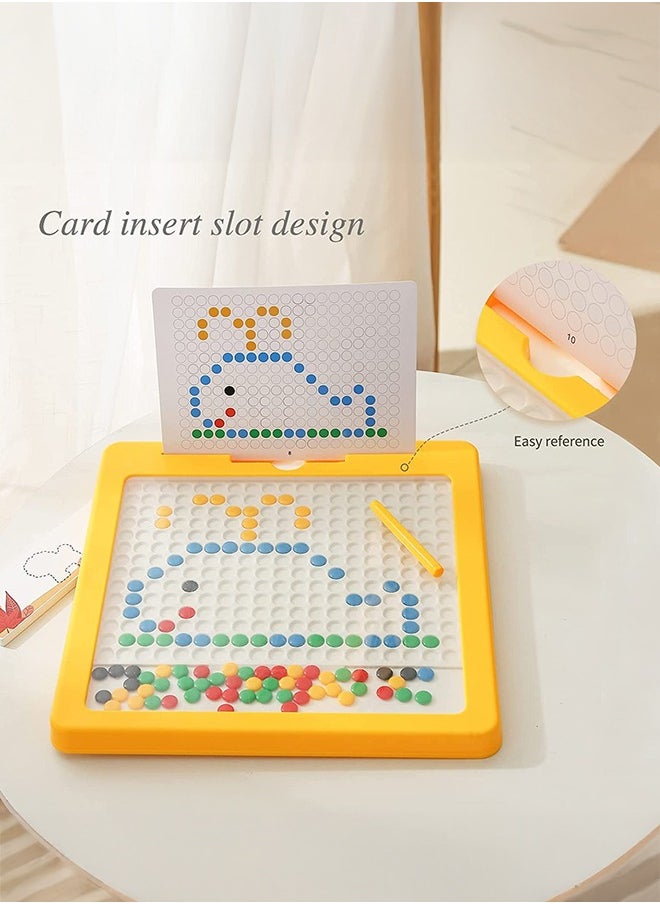 XiuWoo - Magnetic drawing board, large doodle board with magnetic pen and beads, magnetic dot art, Montessori educational preschool toy - Image 1
