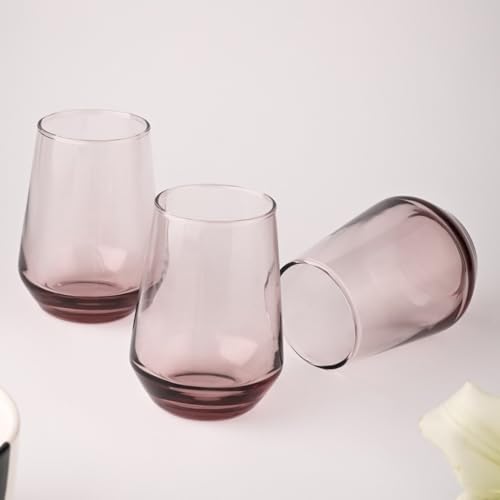 BLACKCARROT Water Glasses Set of 6 | 390 ML Pink Drinking Glasses| Ideal for Juices, Cold Drinks, Smoothies - Image 4
