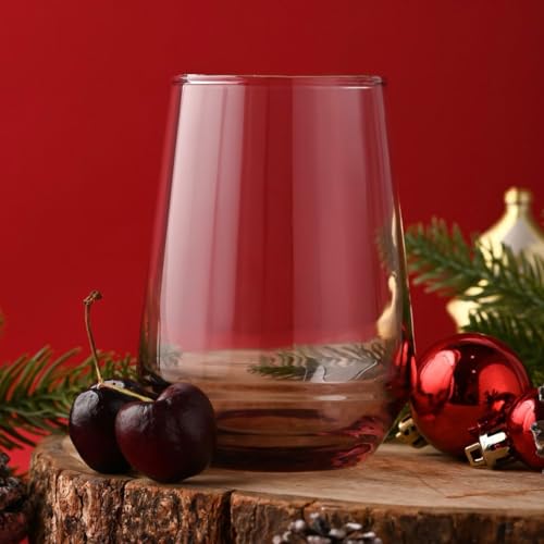 BLACKCARROT Water Glasses Set of 6 | 390 ML Pink Drinking Glasses| Ideal for Juices, Cold Drinks, Smoothies - Image 2