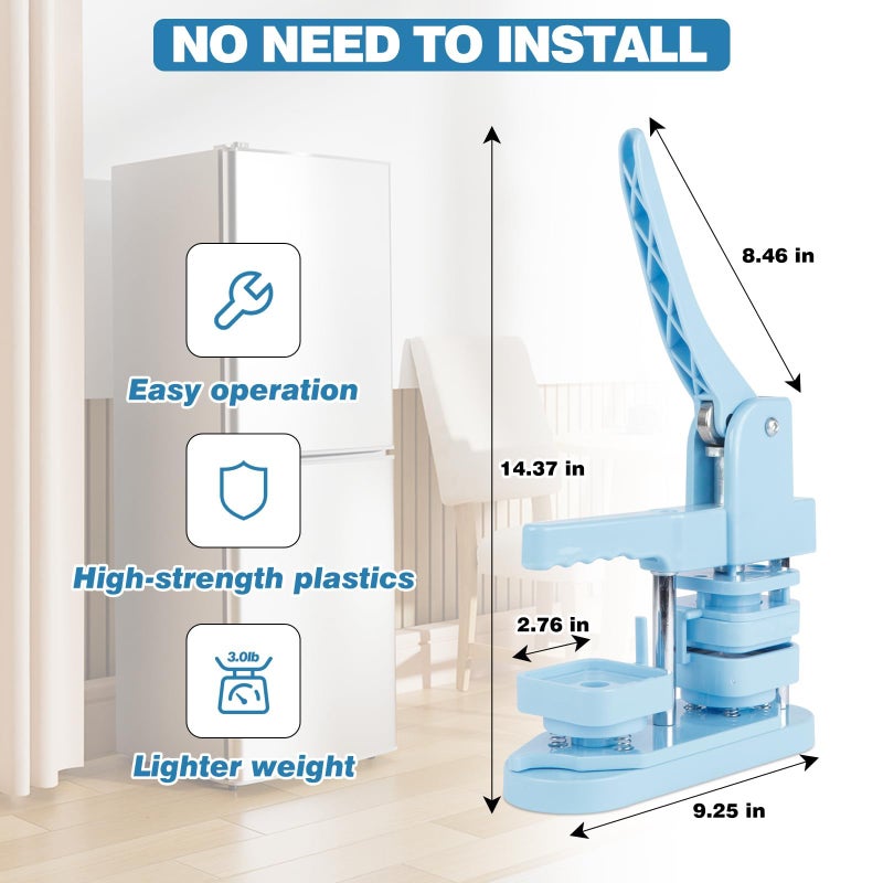 Happizza Magnet Button Maker Machine 50mm/1.97 in, Square Photo Magnet Maker Machine, DIY Fridge Badges Magnet Making Kit with 100 Sets Square Button Maker Supplies, Ideal for School, Parties, Events - Image 2