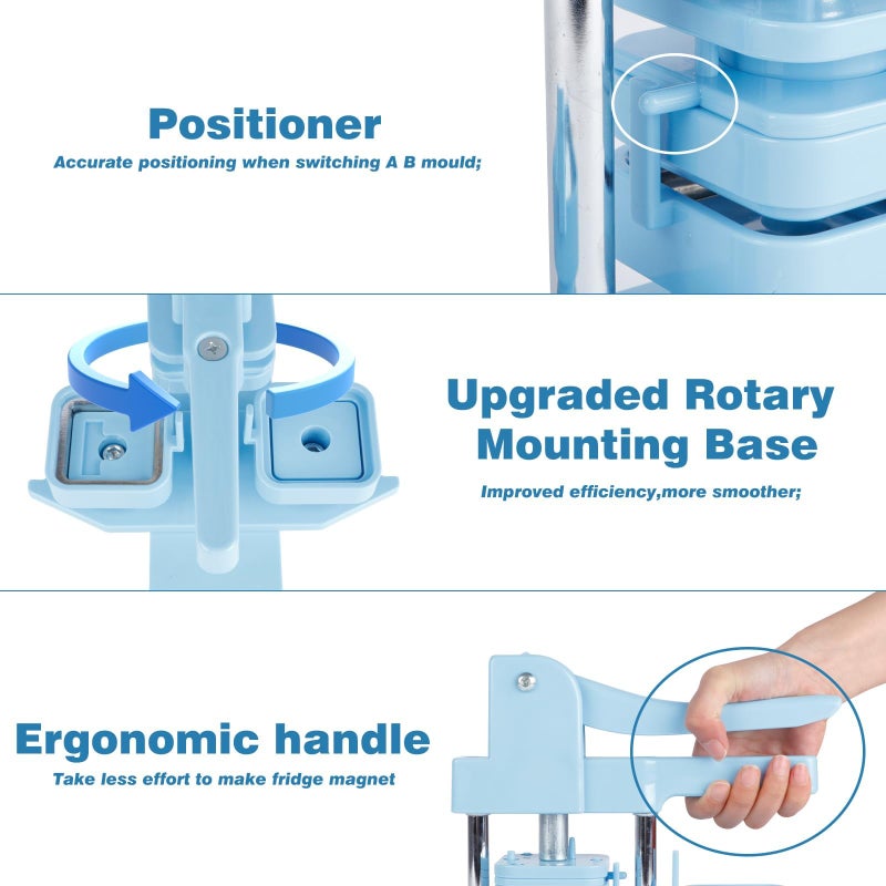 Happizza Magnet Button Maker Machine 50mm/1.97 in, Square Photo Magnet Maker Machine, DIY Fridge Badges Magnet Making Kit with 100 Sets Square Button Maker Supplies, Ideal for School, Parties, Events - Image 4