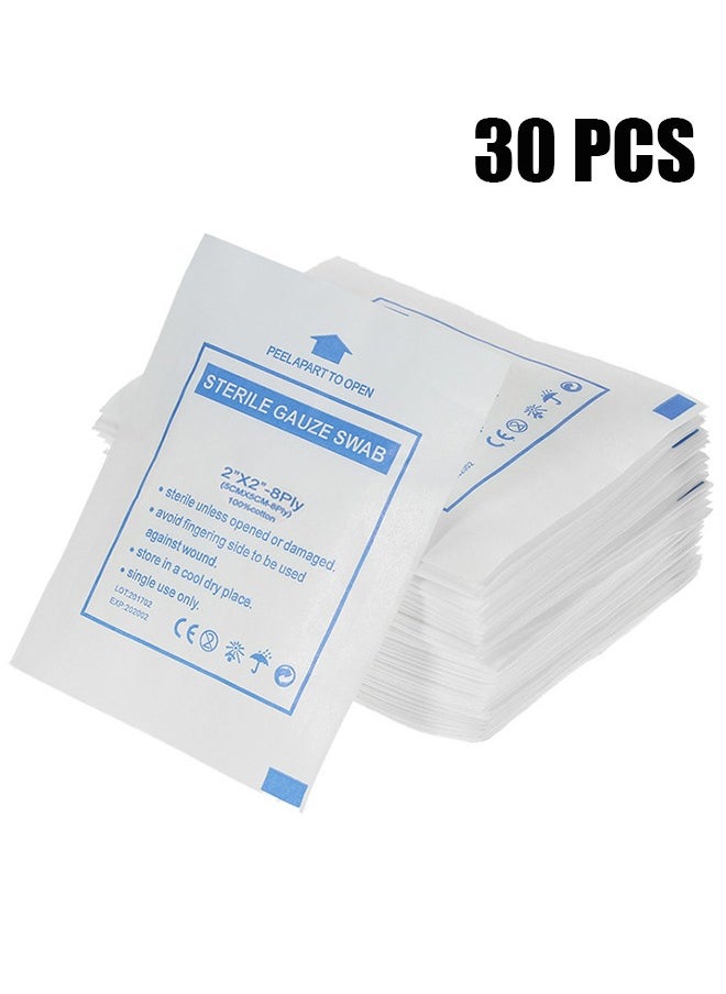 اتش واي - 30 قطعة 5x5 مسحات شاش يمكن التخلص منها نزيف وقف شاش قطني ماص للشاش - Image 1