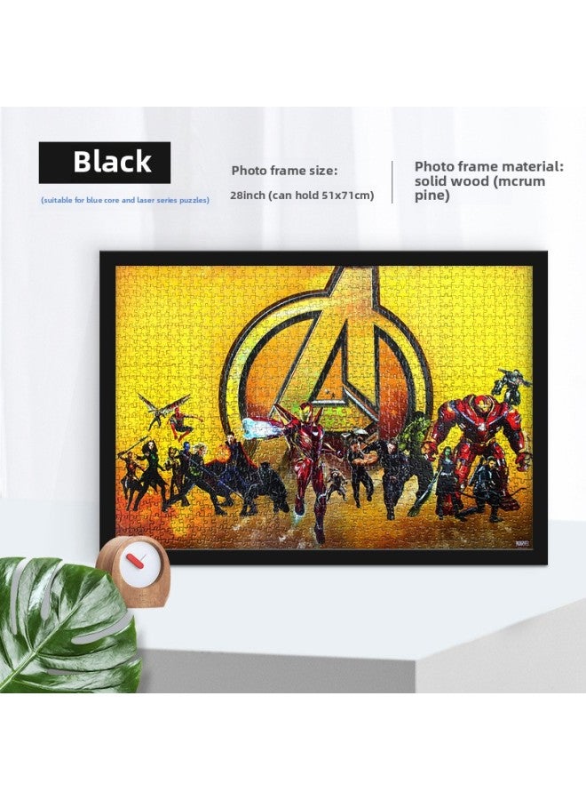 إطار صورة من الخشب الصلب مثبت على الحائط إطار صورة إبداعي معلق 500 قطعة 1000 قطعة لغز إطار صورة خاص إطار صورة خشبي رائع-اللون: ليزر 1000 إطار من الورق المقوى-أسود - Image 1