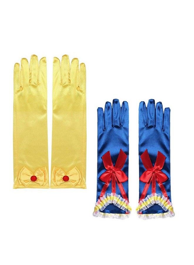 Yosbabe Princess Snow White Dress Up Accessories For Girls Princess Belle Snow White Party Favors Gifts Set Including Crown Scepter Wand Necklace Gloves Red Bow Headband  - Image 4