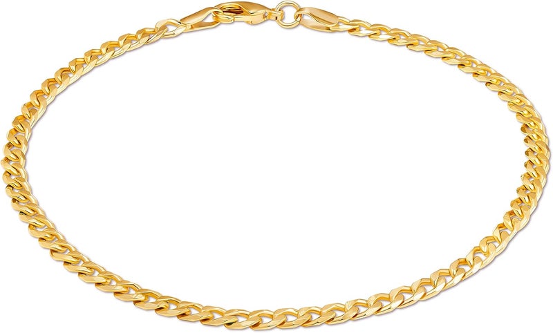Barzel 18K Gold Plated Curb / Cuban Link Gold Chain Bracelet - Made In Brazil - Image 1