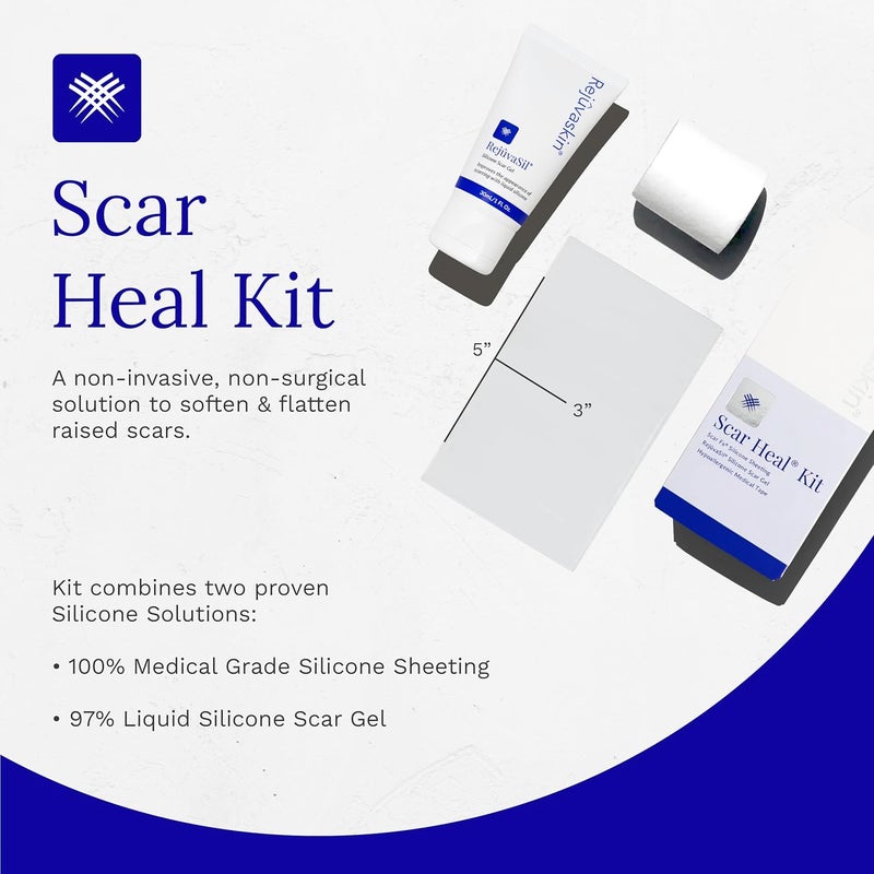 Rejuvaskin Scar Heal Kit for Medium Surgical Scars Soften Flatten Reduce and Recover Silicone Sheeting RejuvaSil Gel  Medical Tape 3 x 5 - Image 2