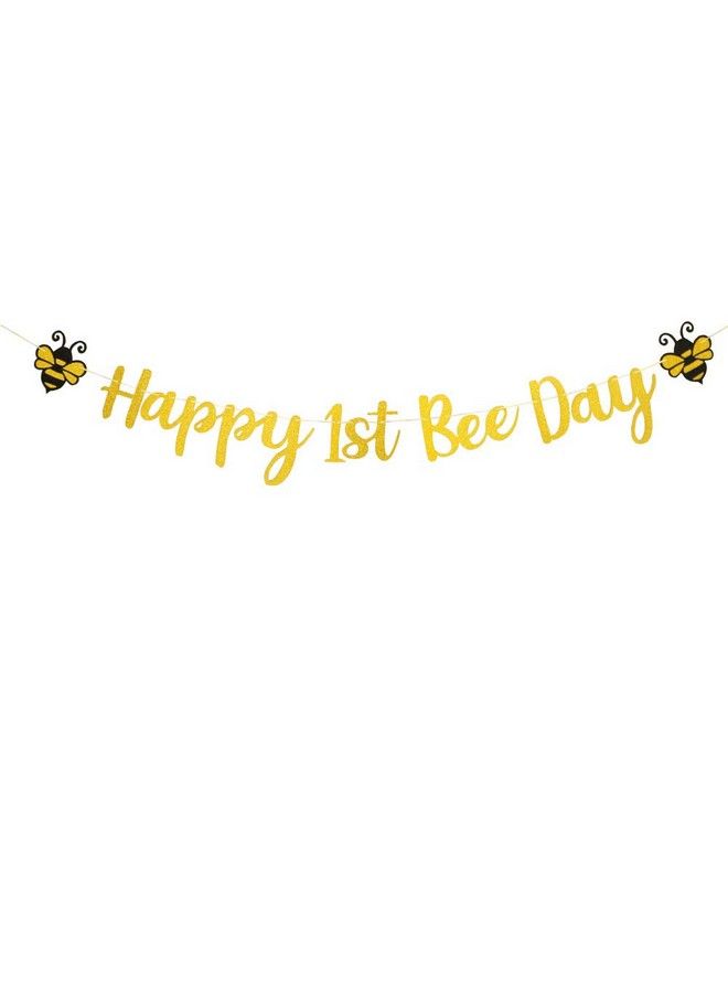 BOGZON Happy 1St Bee Day Bannerglitter Gold 1St Birthday Themed Partyone High Chair Sign Boy Girl First Birthday Party Decorations. - Image 2