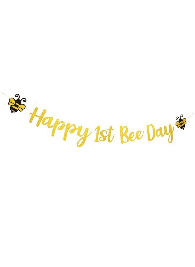 BOGZON Happy 1St Bee Day Bannerglitter Gold 1St Birthday Themed Partyone High Chair Sign Boy Girl First Birthday Party Decorations. - Image 4