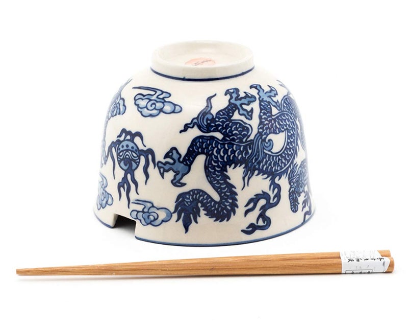 Happy Sales Happy Sales  Multi Purpose 5"" D Ramen Udon Soba Pho Noodle Donburi Rice Tayo Bowl with Chopsticks (BlueDragon)  - Image 2