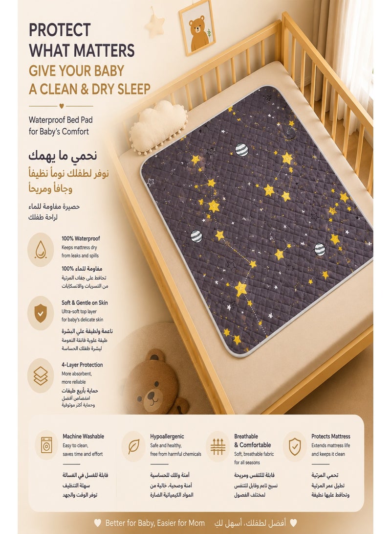 وسادة سرير مقاومة للماء مقاس 120 × 80 سم، واقي مرتبة للأطفال، درع نوم آمن، وسادة سلس البول قابلة لإعادة الاستخدام وقابلة للغسل، وسادة سرير ماصة لسلس البول، واقي مرتبة، وسادة حفاضات مضادة للانزلاق مانعة للتسرب مع طبقات فائقة الامتصاص للعناية بالمسنين والأطفال والحيوانات الأليفة والأطفال الصغار والبالغين - Image 1