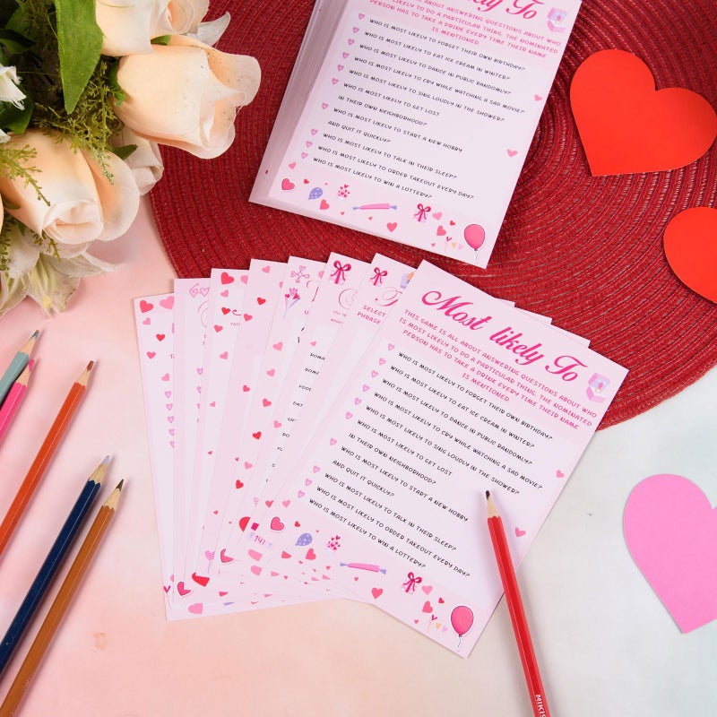 MixTeach 72 Pack Valentineâ€™s Day Party Game Cards, 8 Designs for 9 Players Valentine Love Question Cards 5 x 7 in for Couples, Friends, Party Games & Valentine Activities, Bachelorette Party Favors - Image 4