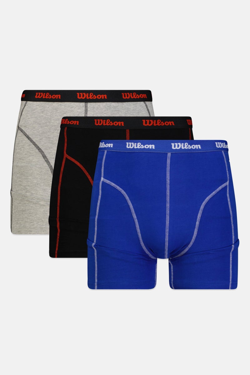 Wilson Men 3 Pieces Brand Logo Boxer Briefs, Multicolor - Image 1