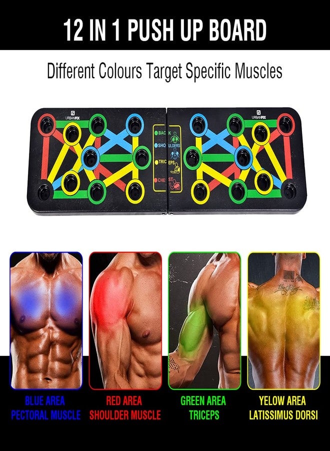 URBANFIX Pushup Board Portable Multi-Function Foldable 12 in 1 Push Up Bar Handles for Floor Professional Push Up Strength Training Equipment | Home Workout Equipmet for Men Women - Image 2