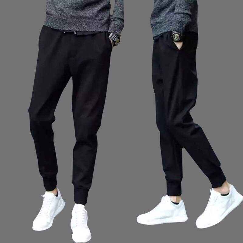 Summer Casual Pants Men Slim Harlan Joggers Breathable Korean Fashion Leather Cord Pants