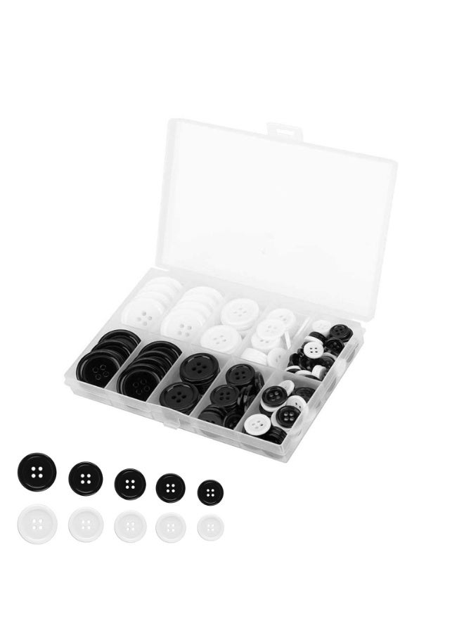 160PCS Sewing Buttons，Assorted Plastic 5 Sizes Sewing Buttons for Sewing Crafts Clothes Coats，DIY and Holiday Decoration  - Image 1