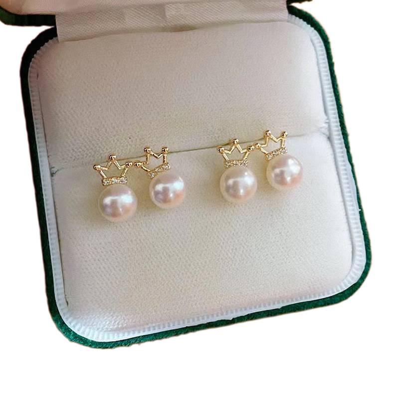 Pearl Stud Earrings with Rhinestone Detail and 925 Sterling Silver and Drop Accent Lightweight Statement Jewelry for Daily Wear and Dressy Styling - Layan Lure - Image 3