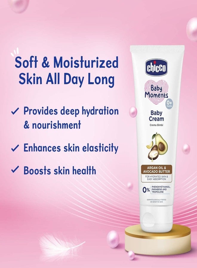 Chicco Baby Moments Baby Cream for Babies with Argan Oil & Avocado Butter, 100g| Natural Ingredients for Hydrated Skin | Dermatologically Tested | Phenoxyethanol, Parabens & Lauryl sulphates free - Image 2