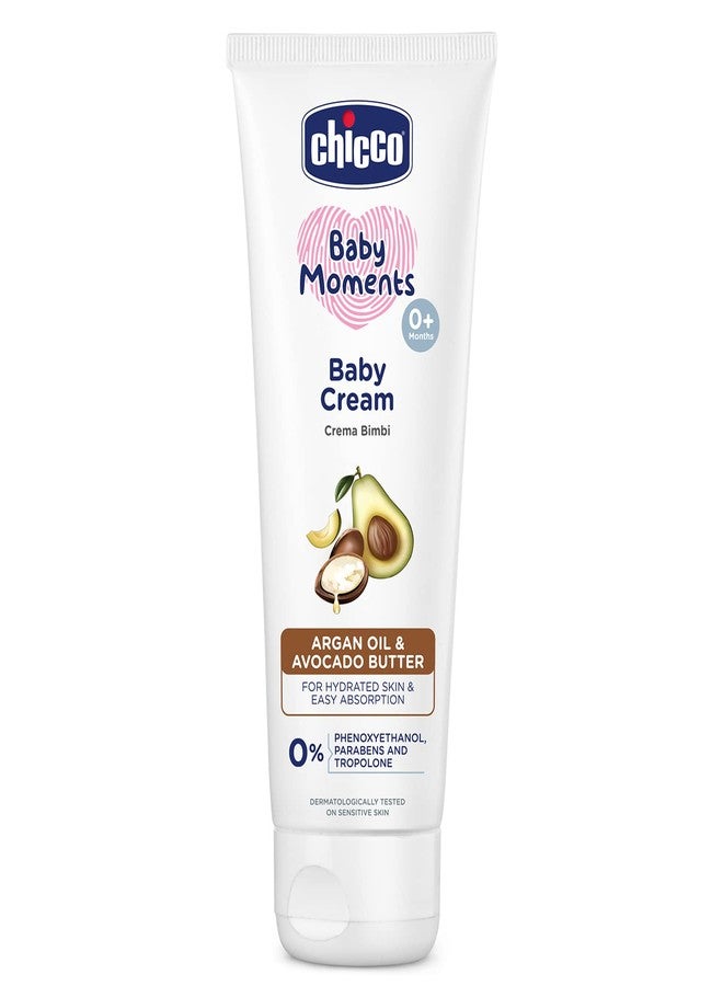 Chicco Baby Moments Baby Cream for Babies with Argan Oil & Avocado Butter, 100g| Natural Ingredients for Hydrated Skin | Dermatologically Tested | Phenoxyethanol, Parabens & Lauryl sulphates free - Image 1
